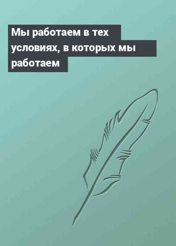 Мы работаем в тех условиях, в которых мы работаем