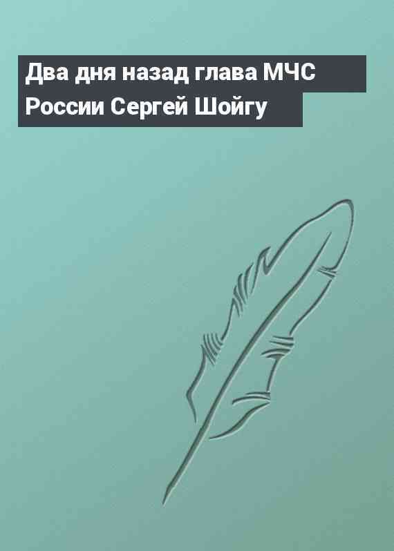 Два дня назад глава МЧС России Сергей Шойгу