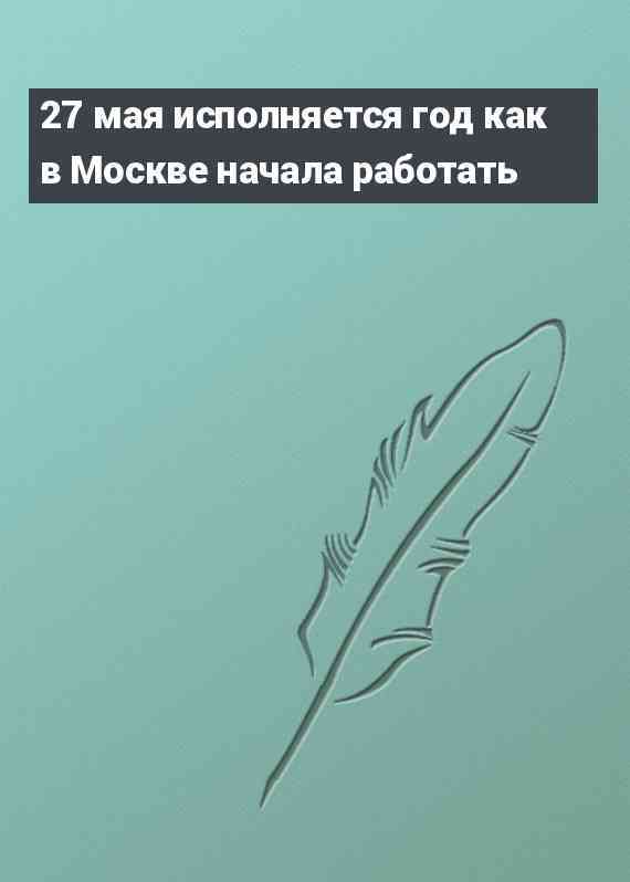 27 мая исполняется год как в Москве начала работать