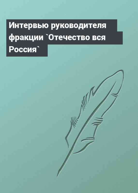Интервью руководителя фракции `Отечество вся Россия`