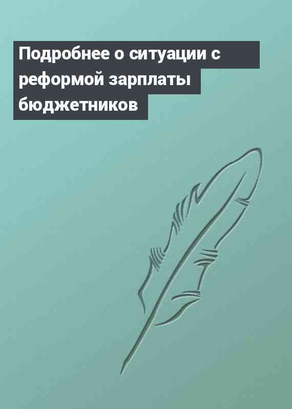 Подробнее о ситуации с реформой зарплаты бюджетников