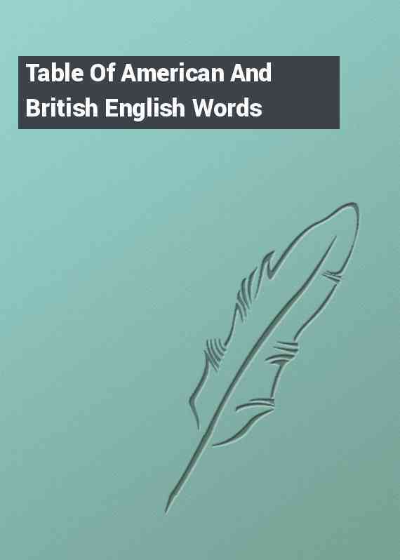 Table Of American And British English Words