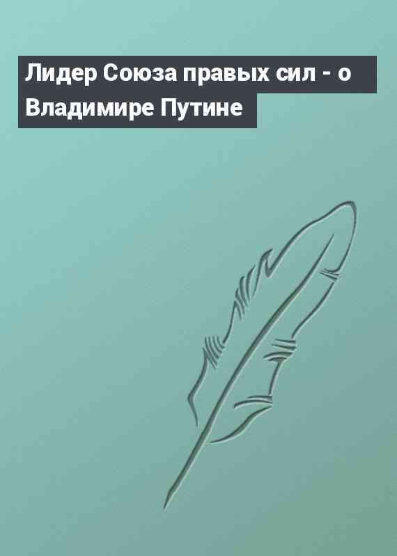 Лидер Союза правых сил - о Владимире Путине